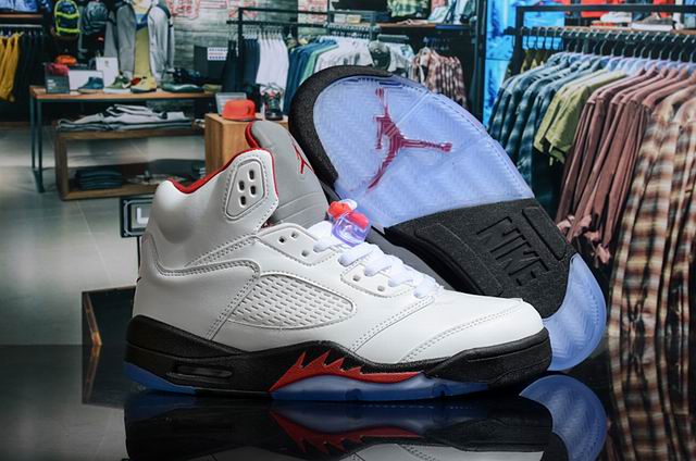 Air Jordan 5 OG “Fire Red” Men's Basketball Shoes White Black-45 - Click Image to Close